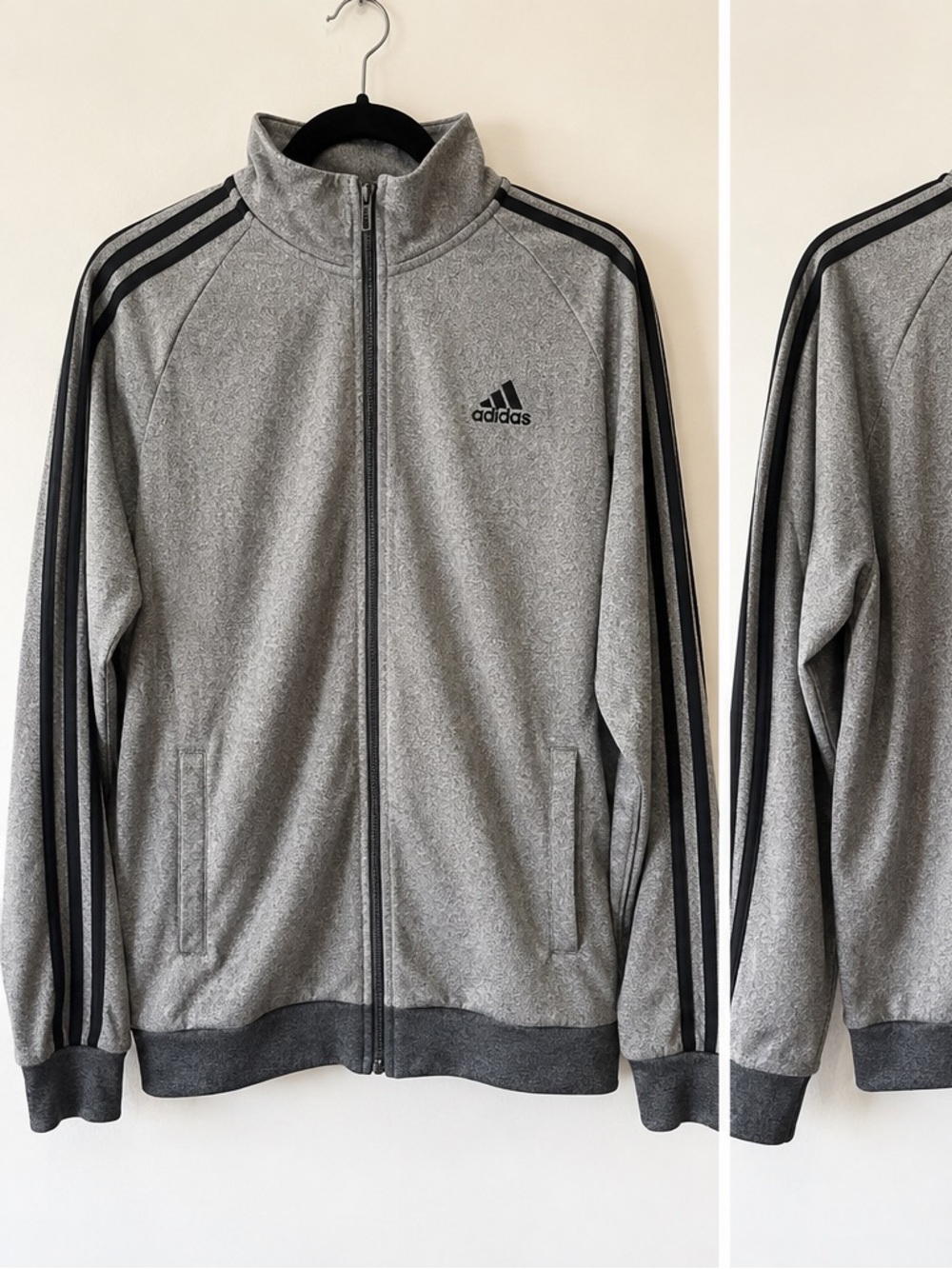 Adidas Men’s Grey Full-Zip Track Jacket – Size L